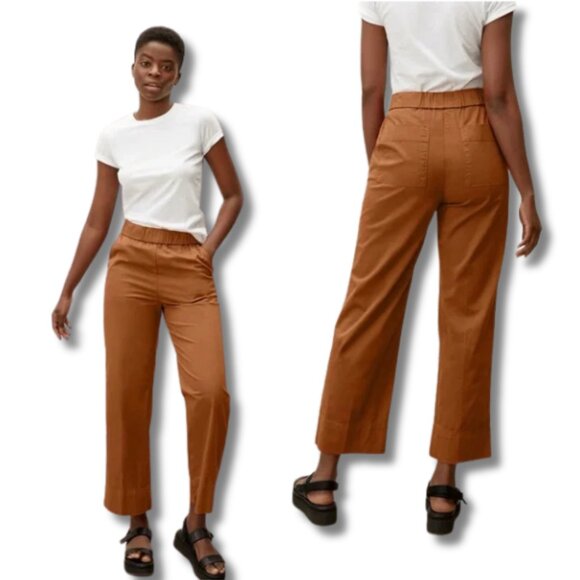Everlane The Easy Wide Leg Pant, Orange Honey (Rust Brown) 10 - Fall, Cotton - Picture 1 of 8